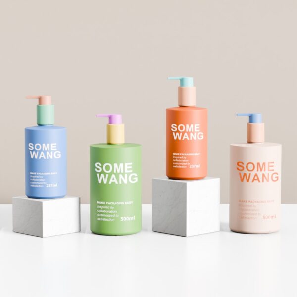 Customized 240ml 500ml HDPE Cylinder Bottle with Lotion Pump