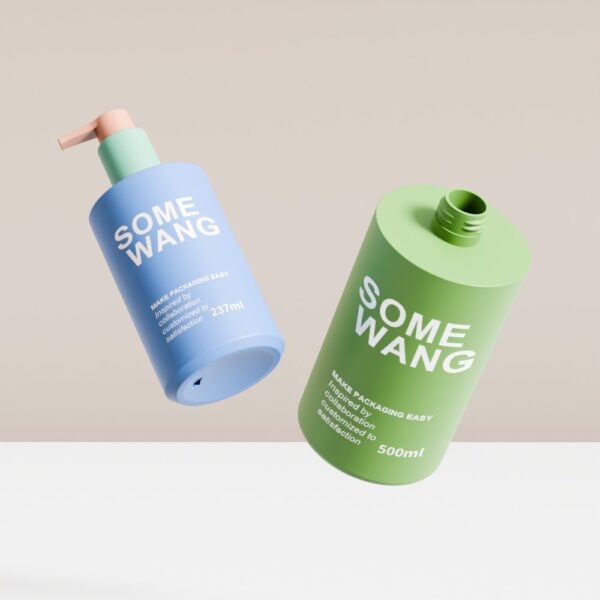 Customized 240ml 500ml HDPE Cylinder Bottle with Lotion Pump